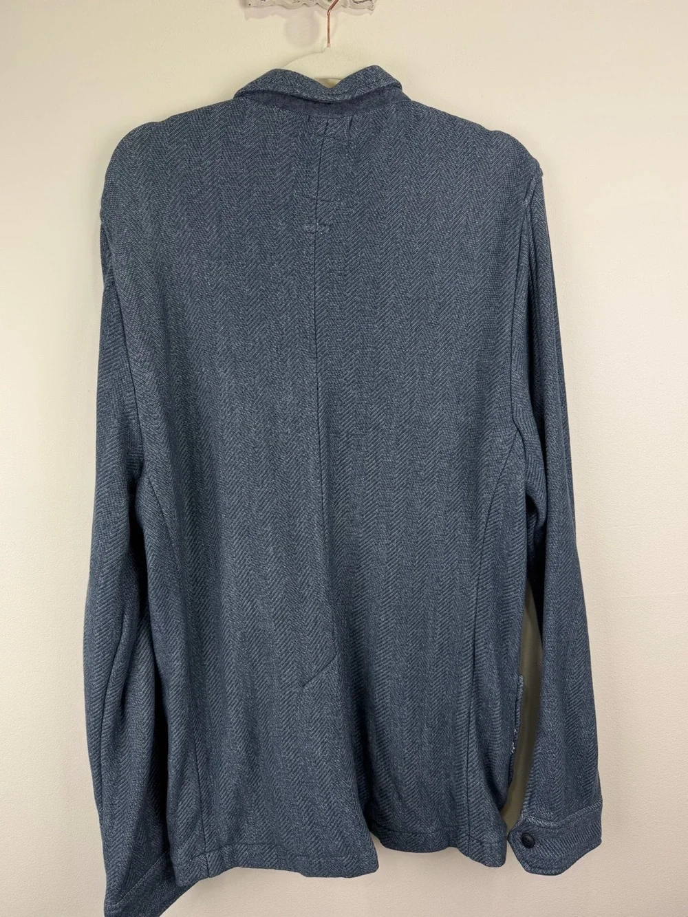 Grayers Blue Herringbone Swacket Knit Jacket Button Front Cotton L